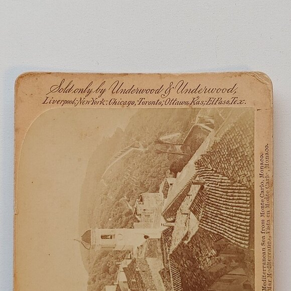 ANTIQUE STEREOGRAPH CARD Mediterranean Sea from Monte Carlo Monaco - Picture 4 of 5